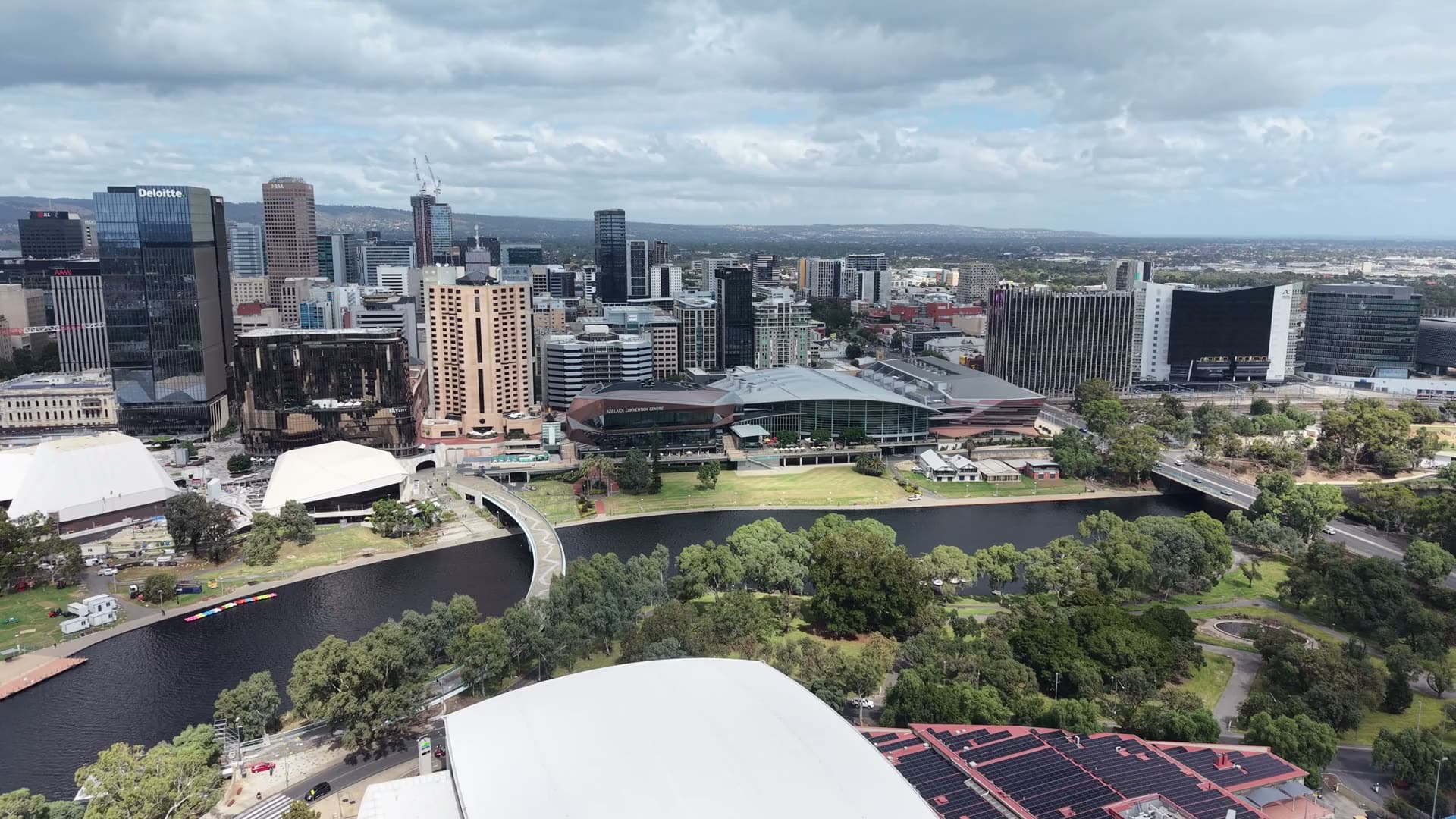 Adelaide city and the Torrens from the air