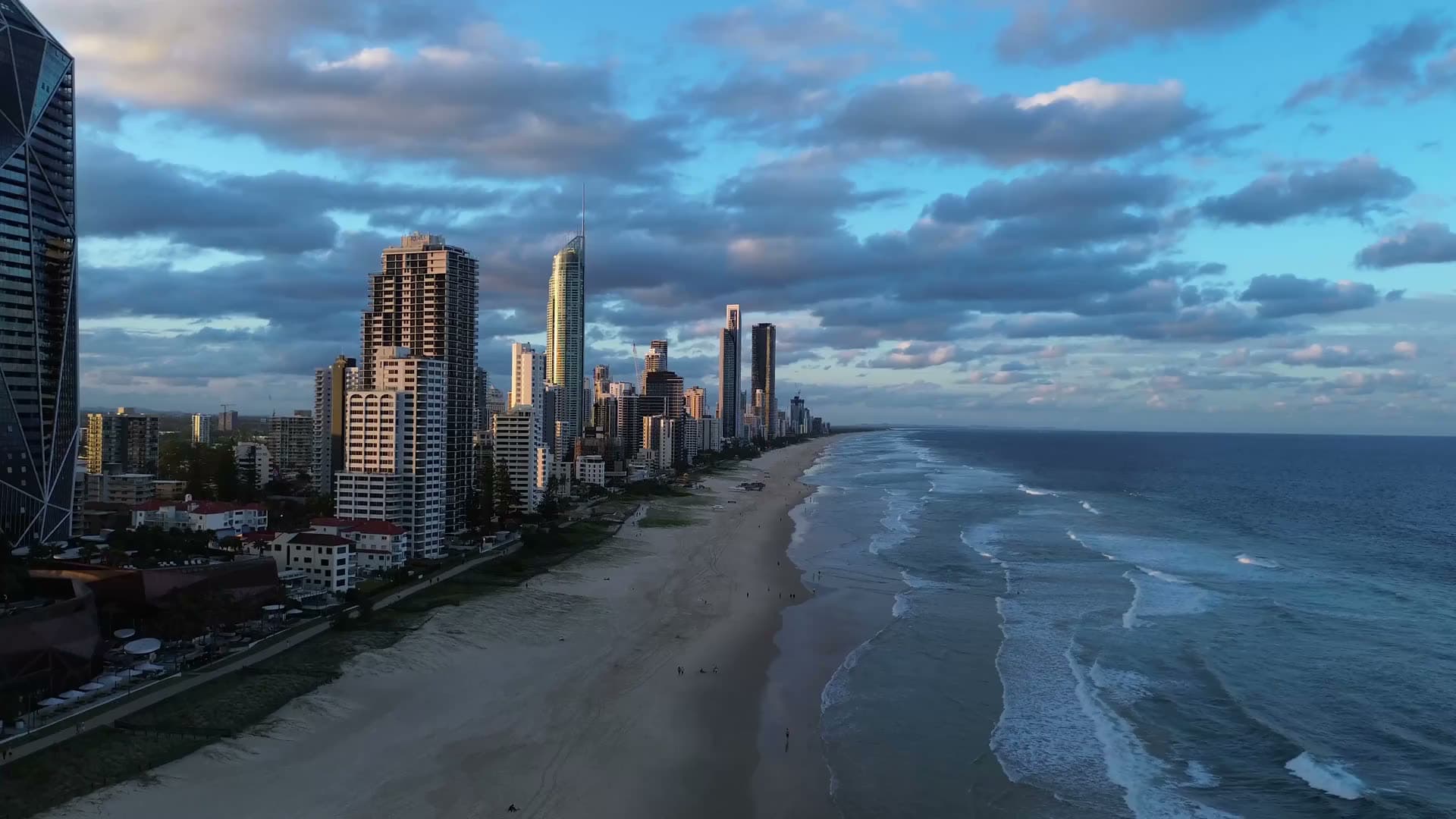 Surfers Paradise beach and its towers from the air
